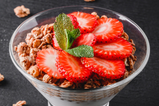 Delicious yogurt with strawberry