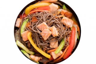 Soba with salmon