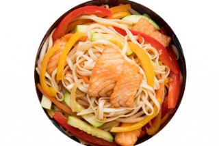 Udon with salmon